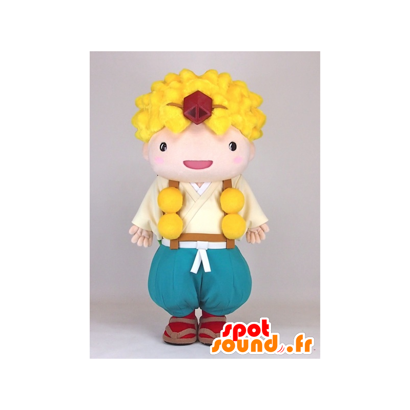 Asketen kun Maskottchen, blonde Junge mit grünen Flügeln - MASFR27388 - Yuru-Chara japanischen Maskottchen