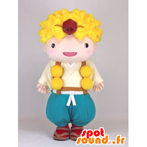 Asketen kun Maskottchen, blonde Junge mit grünen Flügeln - MASFR27388 - Yuru-Chara japanischen Maskottchen