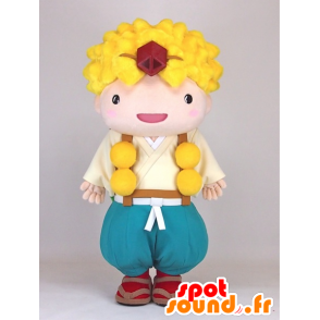 Mascot asketer KUN, blond gutt med grønne vinger - MASFR27388 - Yuru-Chara japanske Mascots