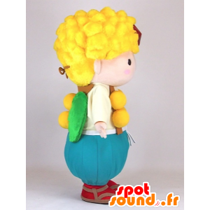 Maskot Asketové kun, blond chlapec se zelenými křídly - MASFR27388 - Yuru-Chara japonské Maskoti