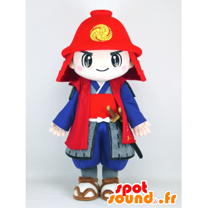 Mascot Kanbee kun samurai tilalla punainen ja sininen - MASFR27389 - Mascottes Yuru-Chara Japonaises