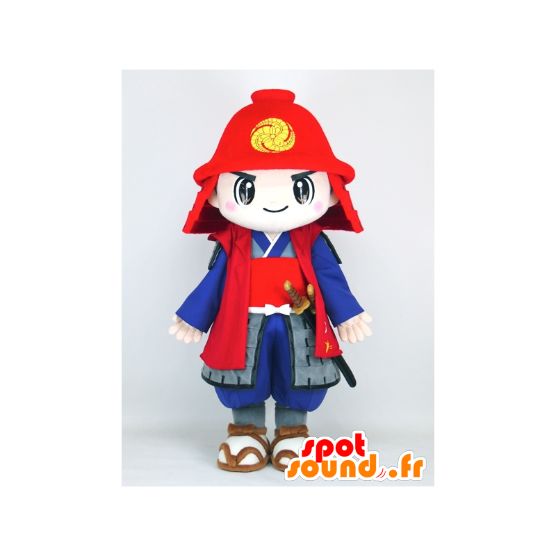 Mascot Kanbee kun samurai segurando vermelho e azul - MASFR27389 - Yuru-Chara Mascotes japoneses