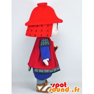 Mascotte de Kanbee kun, samouraï en tenue rouge et bleue - MASFR27389 - Mascottes Yuru-Chara Japonaises