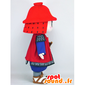 Maskotka Kanbee kun samuraj trzyma czerwony i niebieski - MASFR27389 - Yuru-Chara japońskie Maskotki