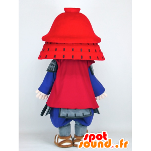 Mascot Kanbee kun samurai segurando vermelho e azul - MASFR27389 - Yuru-Chara Mascotes japoneses