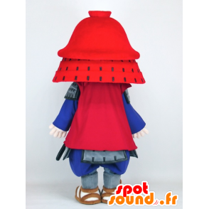 Mascotte de Kanbee kun, samouraï en tenue rouge et bleue - MASFR27389 - Mascottes Yuru-Chara Japonaises