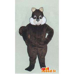 Mascot σκούρο καφέ και λευκό σκίουρος - MASFR007070 - μασκότ σκίουρος