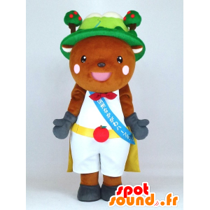 Man Cry Maskottchen, Teddybär mit einem Hügel und Apfelbäumen - MASFR27392 - Yuru-Chara japanischen Maskottchen