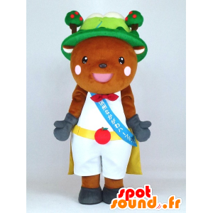 Mascotte de Man Cry, nounours avec une colline et des pommiers - MASFR27392 - Mascottes Yuru-Chara Japonaises