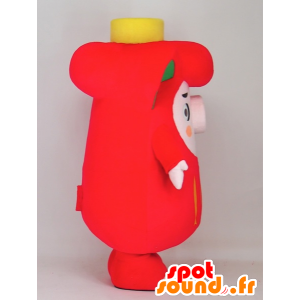 Ofunaton mascotte, maiale rosa, verde e rosso, grassoccio e divertente - MASFR27394 - Yuru-Chara mascotte giapponese