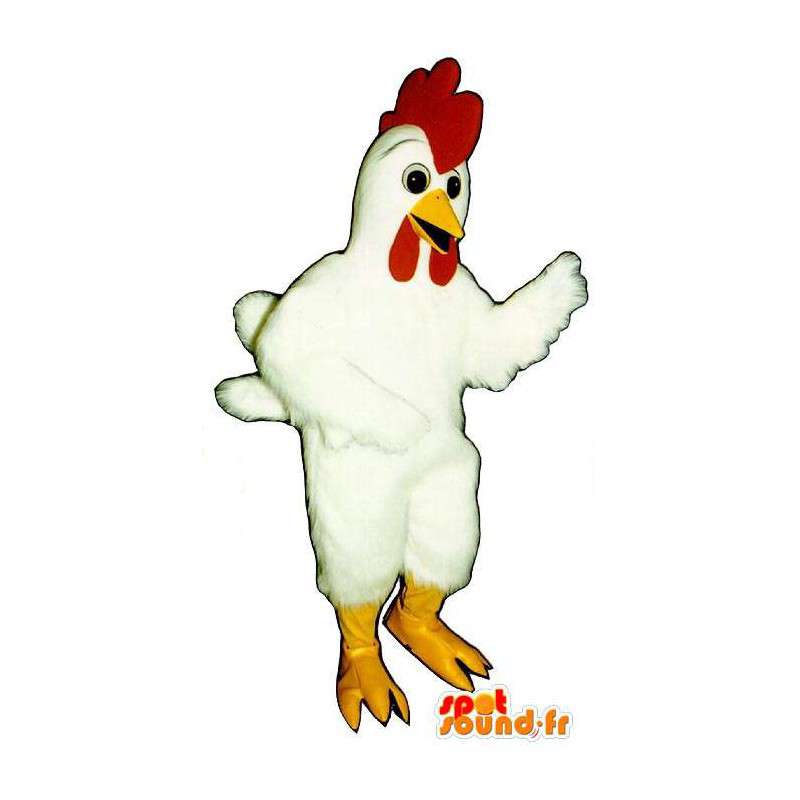 Gallo bianco della mascotte, gigante - MASFR007071 - Mascotte di galline pollo gallo