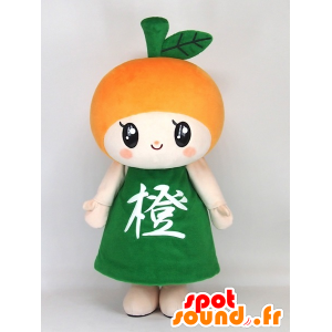 Daliang chan mascotte, reuze oranje met een groene jurk - MASFR27396 - Yuru-Chara Japanse Mascottes