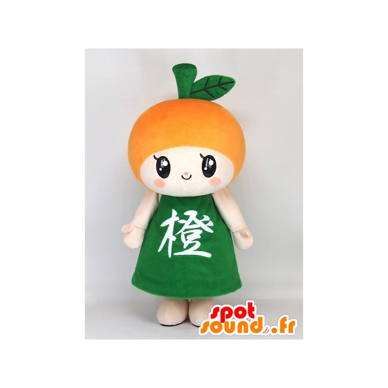 Daliang chan Maskottchen, Riesen-orange mit einem grünen Kleid - MASFR27396 - Yuru-Chara japanischen Maskottchen