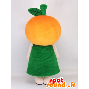 Daliang chan maskot, kæmpe orange, med en grøn kjole -