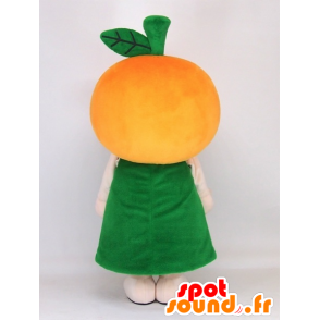 Mascotte de Daliang chan, orange géante, avec une robe verte - MASFR27396 - Mascottes Yuru-Chara Japonaises