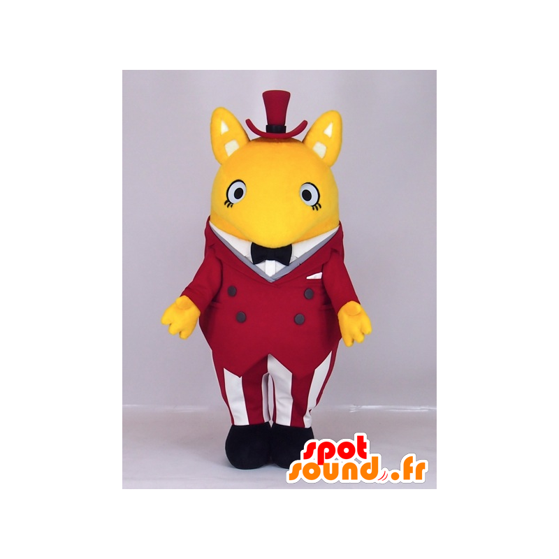 Katamatchi mascot, yellow rat dressed in a red suit - MASFR27400 - Yuru-Chara Japanese mascots