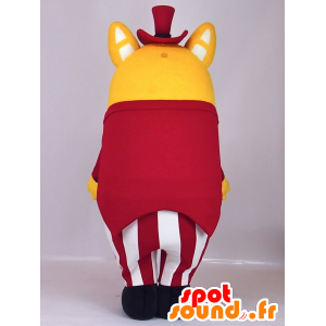 Maskot Katamatchi oblékl žlutý krysu v červeném obleku - MASFR27400 - Yuru-Chara japonské Maskoti