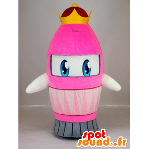 Queen chan mascot, rocket pink with yellow crown - MASFR27401 - Yuru-Chara Japanese mascots