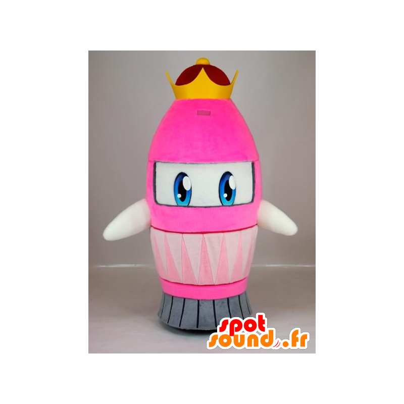 Queen chan mascot, rocket pink with yellow crown - MASFR27401 - Yuru-Chara Japanese mascots