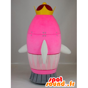 Queen chan mascot, rocket pink with yellow crown - MASFR27401 - Yuru-Chara Japanese mascots