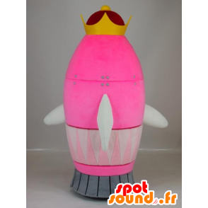 Mascotte de Queen chan, fusée rose avec une couronne jaune - MASFR27401 - Mascottes Yuru-Chara Japonaises