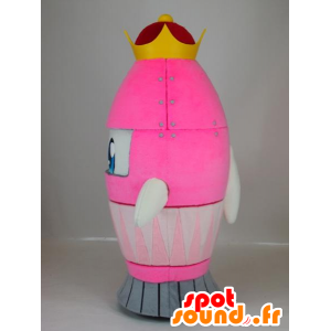 Queen chan mascot, rocket pink with yellow crown - MASFR27401 - Yuru-Chara Japanese mascots