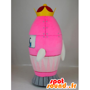 Maskot královna chan, růžové raketa se žlutou korunou - MASFR27401 - Yuru-Chara japonské Maskoti