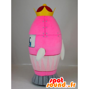 Maskot královna chan, růžové raketa se žlutou korunou - MASFR27401 - Yuru-Chara japonské Maskoti
