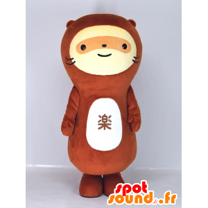 Mascot bruin wasbeer, geel en wit - MASFR27403 - Yuru-Chara Japanse Mascottes