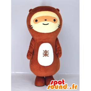 Mascotte de raton-laveur marron, jaune et blanc - MASFR27403 - Mascottes Yuru-Chara Japonaises