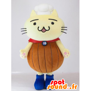 Mascot Shirojan, gul og brun katt med hatt - MASFR27405 - Yuru-Chara japanske Mascots