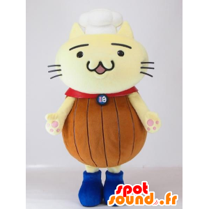 Mascotte Shirojan, gatto giallo e marrone con un cappello - MASFR27405 - Yuru-Chara mascotte giapponese