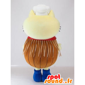 Mascot Shirojan, geel en bruin kat met een hoed - MASFR27405 - Yuru-Chara Japanse Mascottes