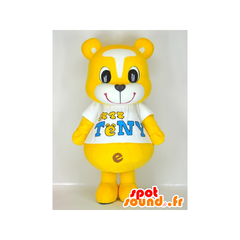Maskot Teny, žlutý a bílý medvídek, velmi roztomilý a barevný - MASFR27406 - Yuru-Chara japonské Maskoti