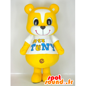 Mascotte de Teny, nounours jaune et blanc, très mignon et coloré - MASFR27406 - Mascottes Yuru-Chara Japonaises