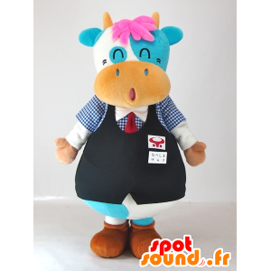 Mascot Nabeshima Genki-kun, blue and white cow funny - MASFR27407 - Yuru-Chara Japanese mascots