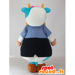 Mascotte Nabeshima Genki-kun, mucca blu e bianco divertente - MASFR27407 - Yuru-Chara mascotte giapponese