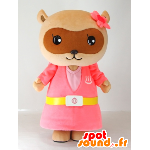 Yutapon rosa Maskottchen, Waschbären in rosa gekleidet - MASFR27408 - Yuru-Chara japanischen Maskottchen