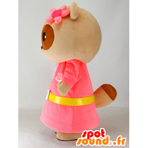 Mascot Yutapon roze, wasbeer gekleed in roze - MASFR27408 - Yuru-Chara Japanse Mascottes