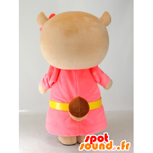 Mascot Yutapon roze, wasbeer gekleed in roze - MASFR27408 - Yuru-Chara Japanse Mascottes