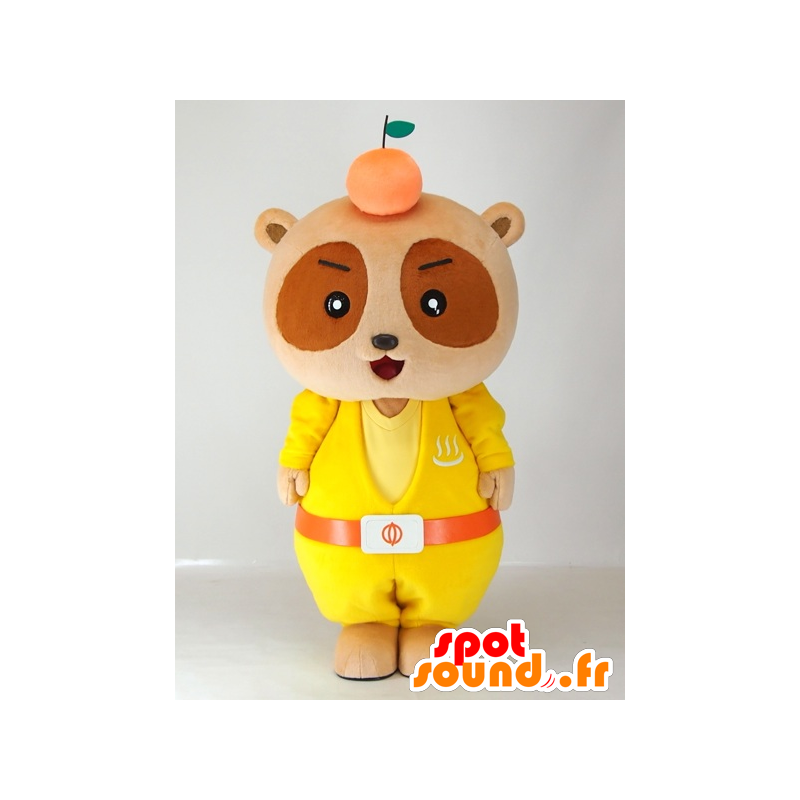 Mascot Yutapon Gelb, Waschbären in gelb gekleidet - MASFR27409 - Yuru-Chara japanischen Maskottchen