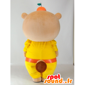 Mascot Yutapon Keltainen, pesukarhu pukeutunut keltainen - MASFR27409 - Mascottes Yuru-Chara Japonaises