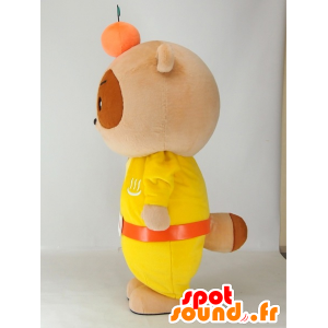 Mascot Yutapon Yellow, raccoon dressed in yellow - MASFR27409 - Yuru-Chara Japanese mascots