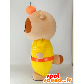 Mascotte de Yutapon Yellow, raton-laveur habillé en jaune - MASFR27409 - Mascottes Yuru-Chara Japonaises