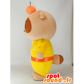 Yutapon gul maskot, tvättbjörn klädd i gult - Spotsound maskot