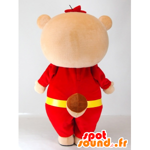 Mascot Yutapon Rot, Waschbären in rot und gelb gekleidet - MASFR27410 - Yuru-Chara japanischen Maskottchen