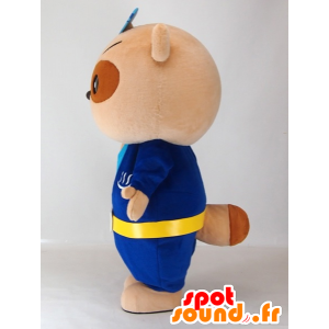 Yutapon Maskottchen Blau, Waschbären in Blau gekleidet - MASFR27411 - Yuru-Chara japanischen Maskottchen