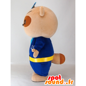 Mascot Yutapon Blå, vaskebjørn kledd i blått - MASFR27411 - Yuru-Chara japanske Mascots