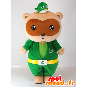 Mascotte Yutapon Verde, procione vestita di verde - MASFR27412 - Yuru-Chara mascotte giapponese