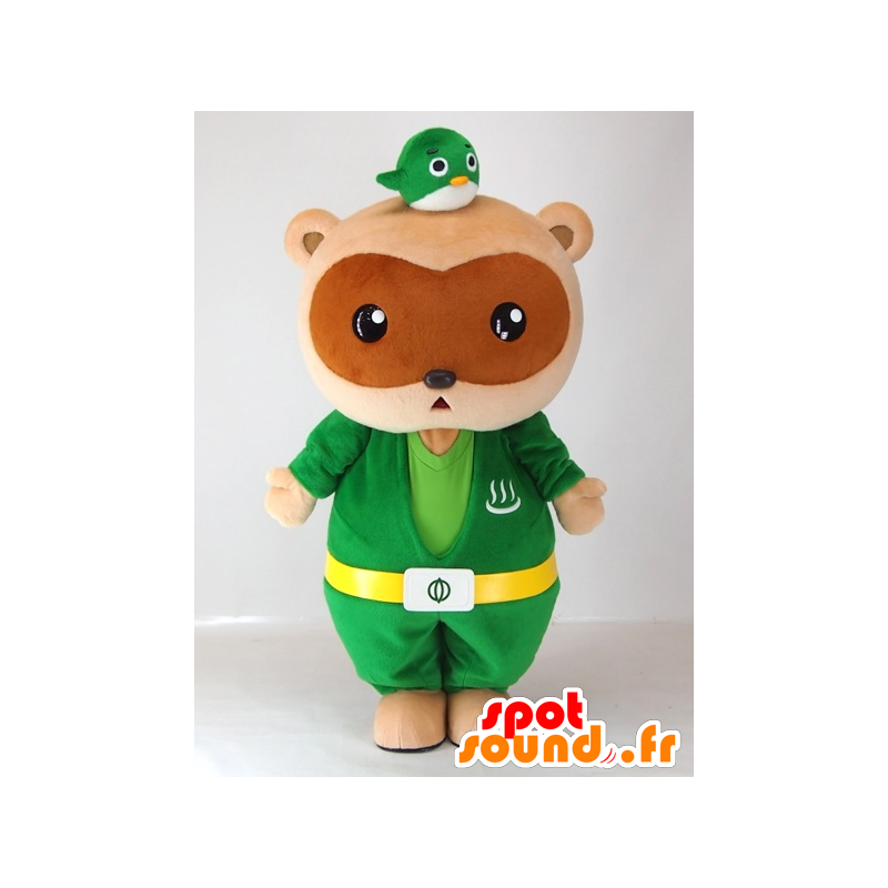 Mascotte de Yutapon Green, raton-laveur habillé en vert - MASFR27412 - Mascottes Yuru-Chara Japonaises